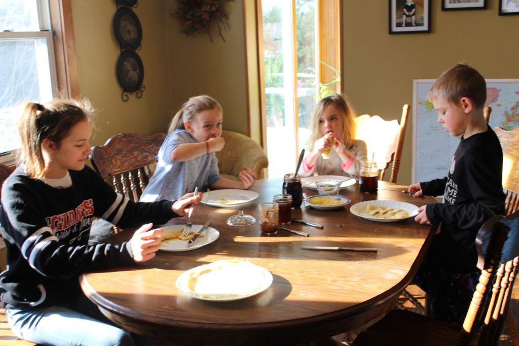 Family enjoying our Swedish pancake breakfast