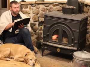 Reading by the woodstove