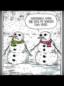 Snowmen sick of winter joke