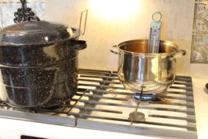 Water Bath Canner and Orange Marmalade on the stove top