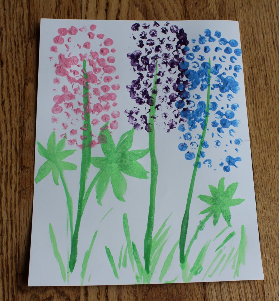 Bubble Wrap Paint Stamped Lupine Flower Art Project