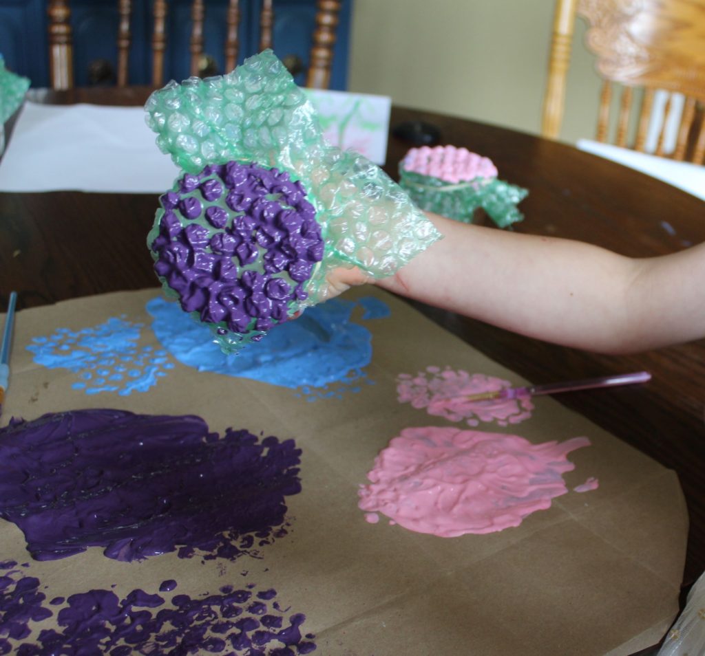 Bubble Wrap Stamping Lupine Art Project