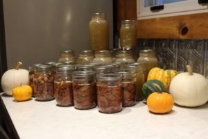 Canned venison meat, duck, and duck bone broth