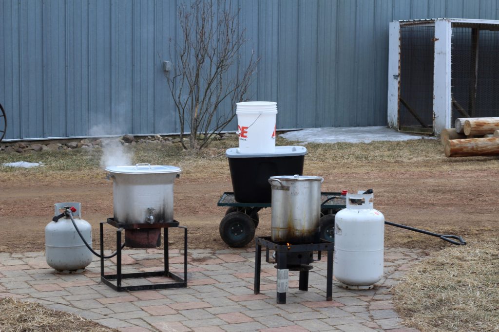 Boiling Down our Maple Sap with Turkey Fryers