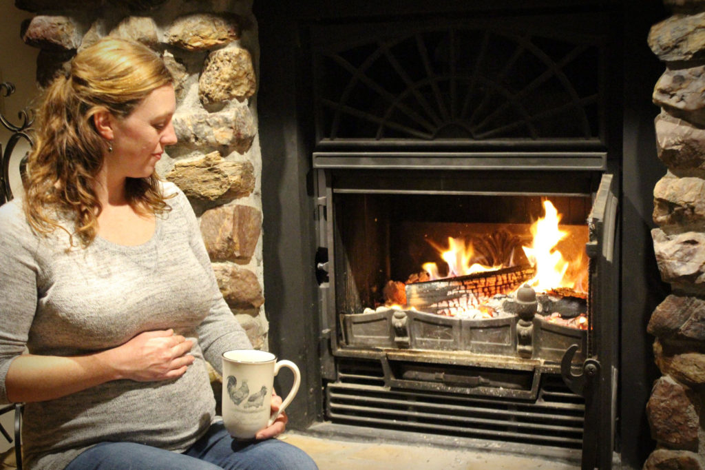 relaxing by the fire when I am 6 months pregnant