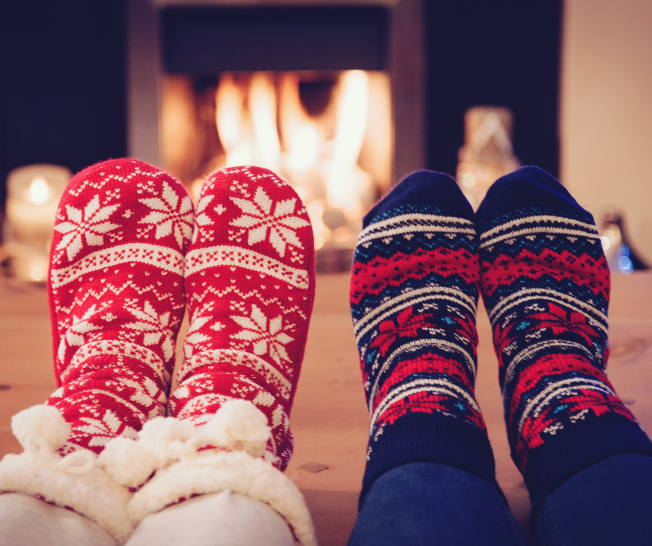 Christmas socks by the fire