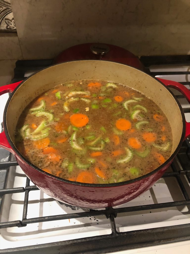Let the veggies cook in the duck stew