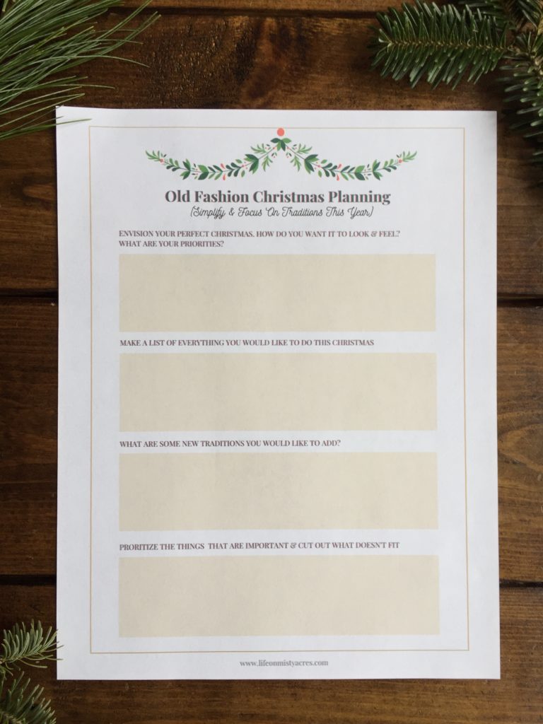 Old Fashion Christmas Planning Sheet