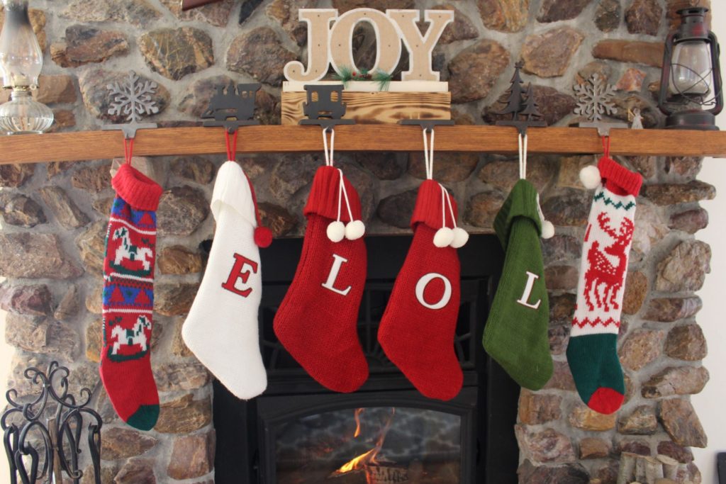 stockings on the mantel fireplace for Christmas