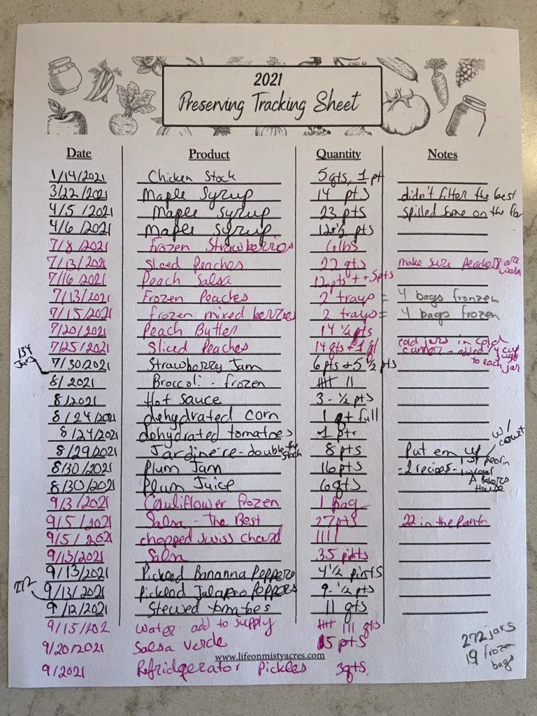 Preserving Challenge Sheet from 2021