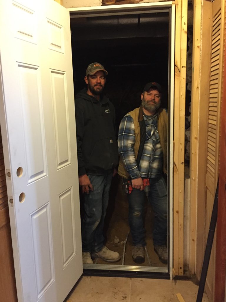 Root cellar door installed